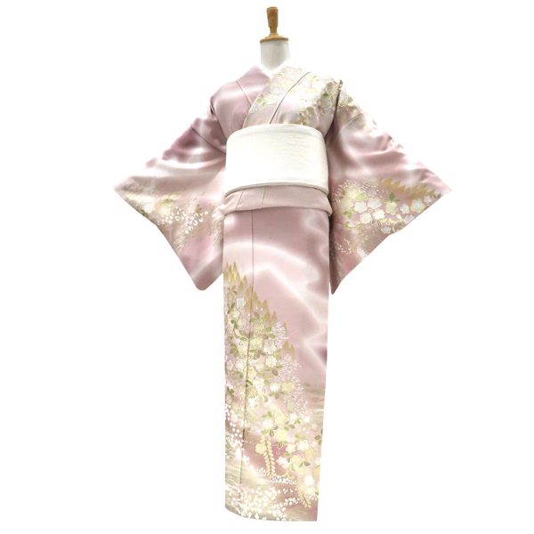 桂由美 関芳 訪問着 正絹 金彩友禅 辻が花 灰桜色 紅藤色［275,000円］ 枚目