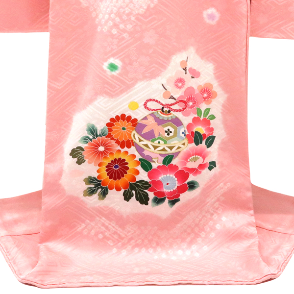 お宮参り 産着 女の子 ピンク 絞り 正絹 鈴 束ね熨斗［58,800円］ 枚目