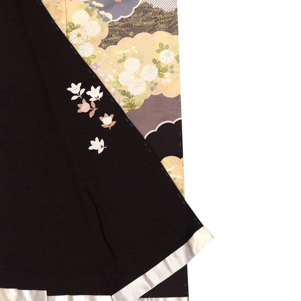 吉澤の友禅 訪問着 焦げ茶 雲取り 四季花 正絹［208,000円］ 枚目
