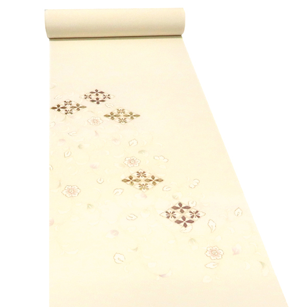 吉澤の友禅 付下 訪問着 正絹 花菱 唐草 更紗 アイボリー ベージュ［187,000円］ 枚目