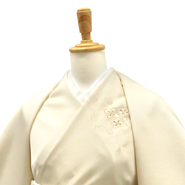 吉澤の友禅 付下 訪問着 正絹 花菱 唐草 更紗 アイボリー ベージュ［187,000円］ 枚目