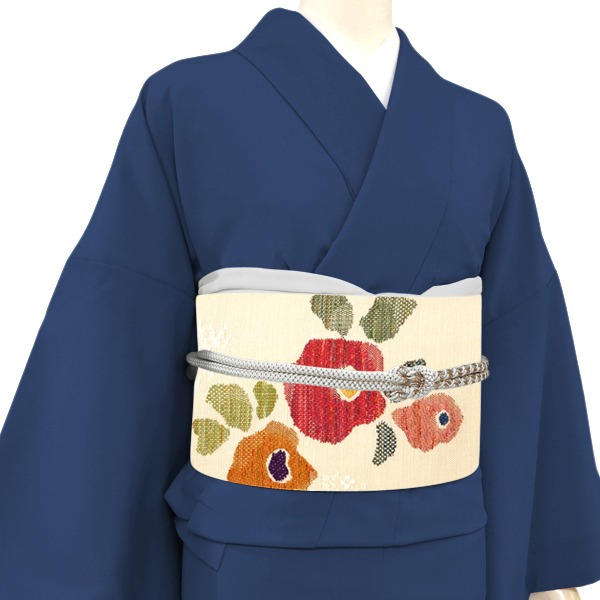 帯屋捨松 八寸名古屋帯 正絹 ベージュ 紬帯 花つなぎ文 西陣織［105,000円］ 枚目