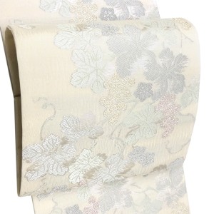 志都香 夏袋帯 西陣織 絹 葡萄唐草 白［99,000円］