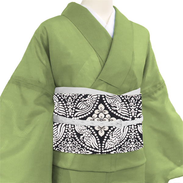 都 夏袋帯 西陣織 正絹 鳳凰七宝文 連珠七宝 墨黒色［129,800円］ 枚目