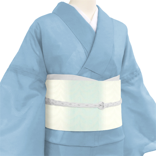 京都イシハラ 夏名古屋帯 白×水色 ぼかし 西陣織 正絹 夏帯 紗名古屋帯 夏九寸帯［36,300円］ 枚目