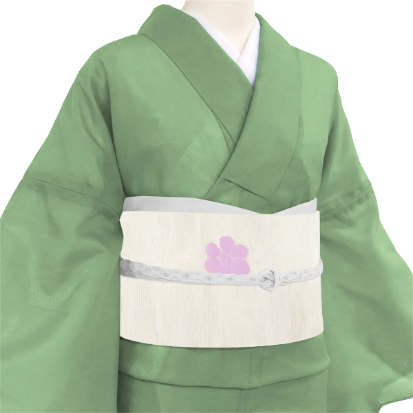 佐々木染織 夏絽名古屋帯 白 西陣織 笹蔓文 唐花草 正絹［21,800円］ 枚目
