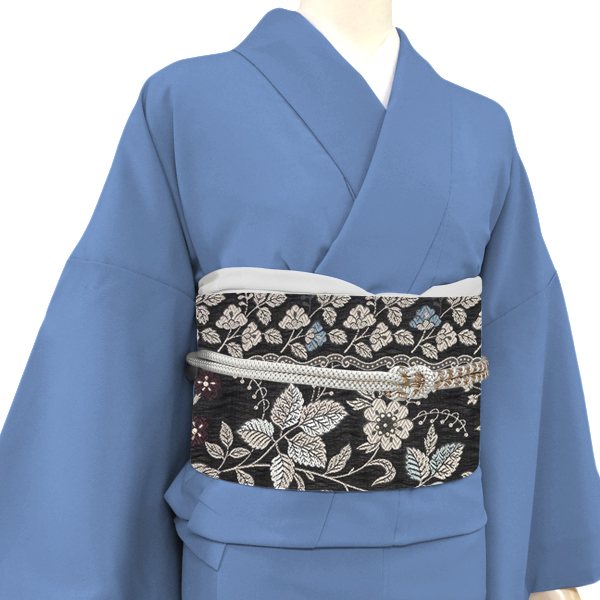 弥栄織物 名古屋帯 西陣織 絹 スリーシーズン帯 唐花 唐草 更紗 黒［34,100円］ 枚目