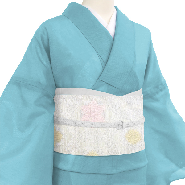 佐々木染織 夏袋帯 白 シルバー 礼装用 西陣織 輪繋ぎ ［34,100円］ 枚目