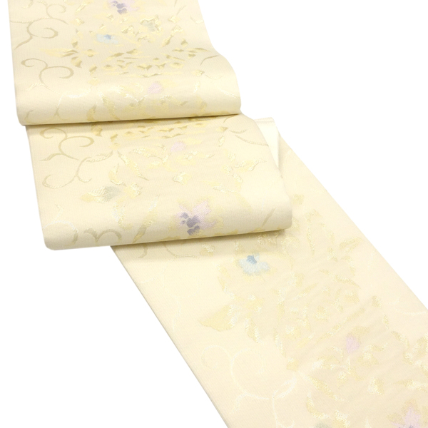 沢本織物 夏袋帯 ベージュ アイボリー 紗袋帯 フォーマル 西陣織 唐花 唐草［34,800円］ 枚目