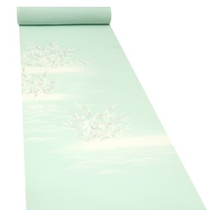 吉澤の友禅 絽夏付下 黄緑 着物 正絹 笹 草木 流水［168,000円］