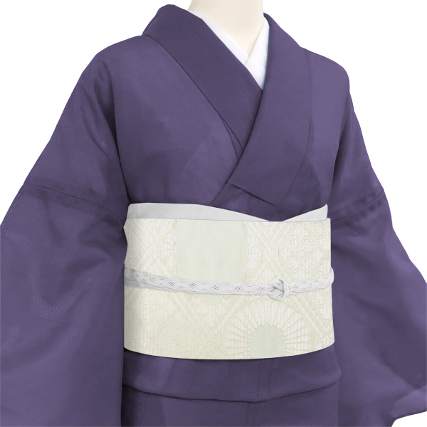 佐々木染織 夏帯 袋帯 絽袋帯 フォーマル 白×シルバー 西陣織 菱 華文 単衣 夏物 正絹［36,300円］ 枚目