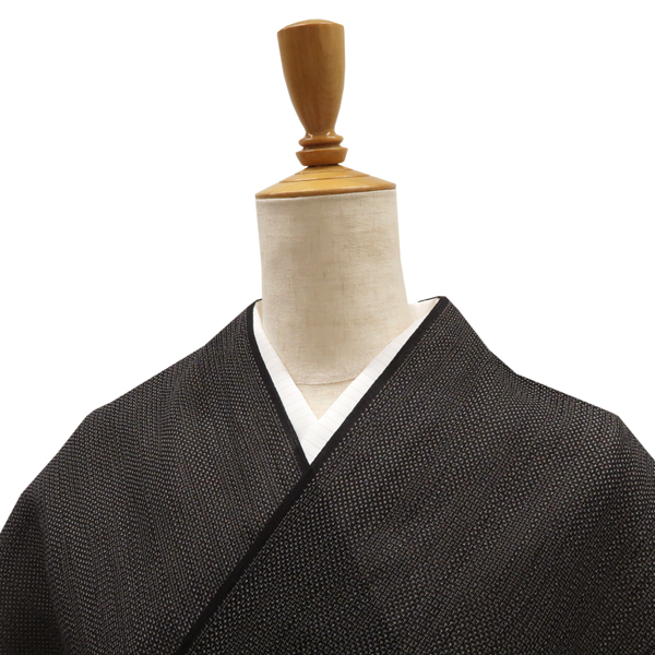 白新染織 奥越後ちぢみ  正絹 夏紬  黒 蚊絣［158,000円］ 枚目