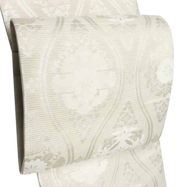 佐々木染織 夏袋帯 絽袋帯 白色 西陣織 華文 立涌 単衣 夏物 正絹［36,300円］ 枚目