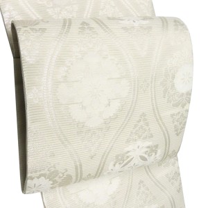 佐々木染織 夏袋帯 絽袋帯 白色 西陣織 華文 立涌 単衣 夏物 正絹［36,300円］