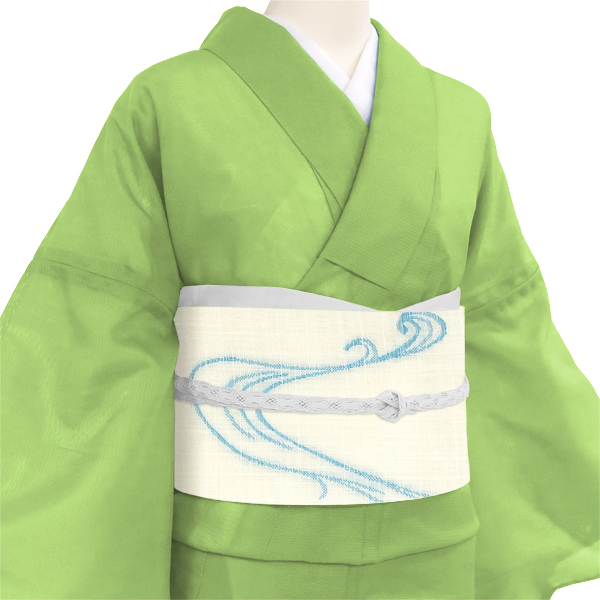 麻名古屋帯 七野 宮岸織物 西陣織 本麻 流水 白色 アイボリー［49,500円］ 枚目