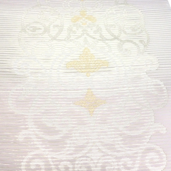 佐々木染織 絽名古屋帯 白×赤紫 アラベスク調 唐草 古典柄 西陣織 正絹［28,600円］ 枚目
