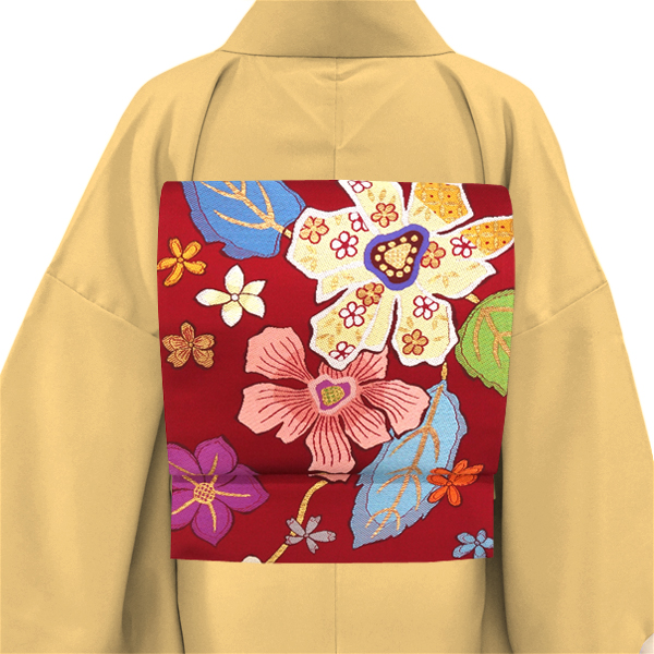 帯屋捨松 袋帯 花苑紋 唐花 正絹 赤［148,000円］ 枚目