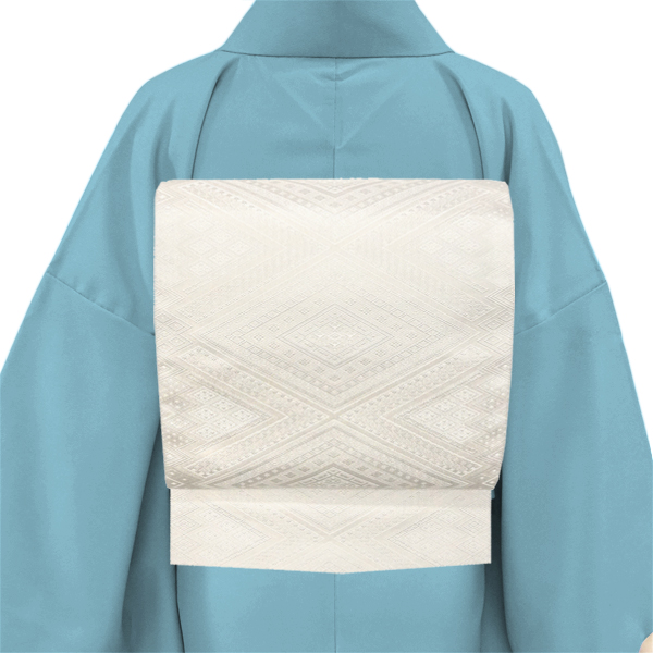 大光 八寸名古屋帯 西陣織 絹 スリーシーズン対応 菱 白［44,000円］ 枚目