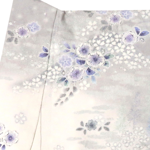 関芳 桂由美 訪問着 絹 辻が花 白×グレー［297,000円］ 枚目