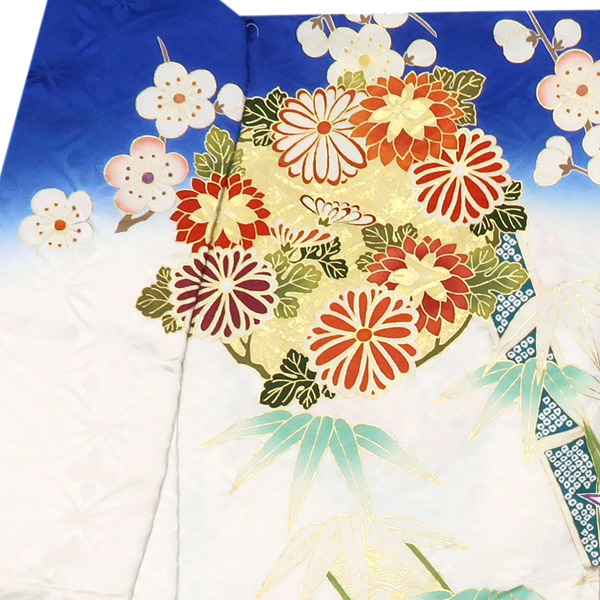 吉澤の友禅 振袖 正絹 松竹梅 花の丸 四季花 白×青［238,000円］ 枚目