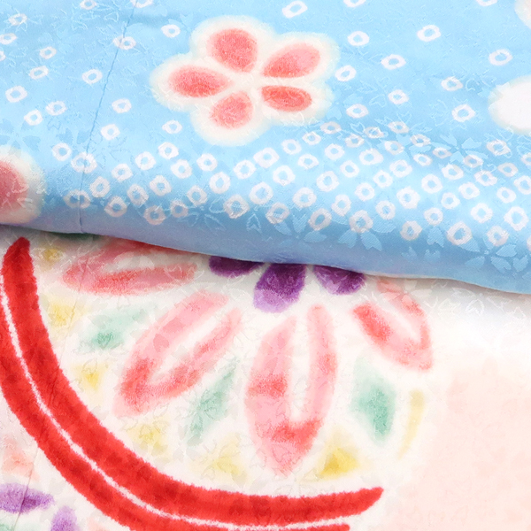 産着 女の子 正絹 刺繍 毬 宝尽くし 桜 菊 水色［90,750円］ 枚目