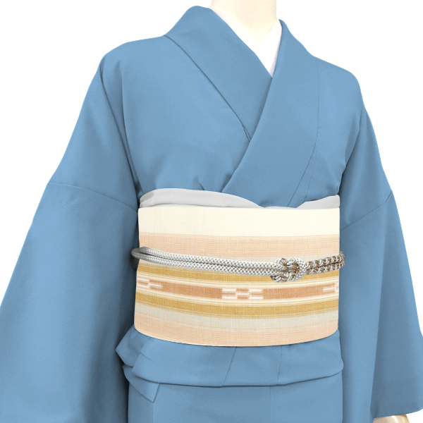 竹富ミンサー 八寸名古屋帯 草木染 手織り 綿 縞 ストライプ 白色 生成り［121,000円］ 枚目