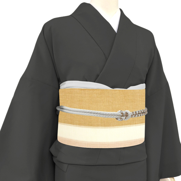 竹富ミンサー 八寸名古屋帯 草木染 手織り 綿 縞 ストライプ 白色 生成り［121,000円］ 枚目