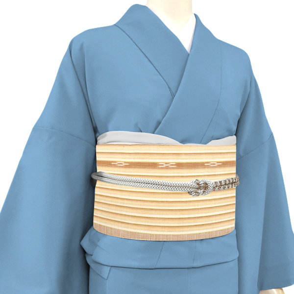 竹富ミンサー 八寸名古屋帯 草木染 手織り 綿 縞 ストライプ 白色 生成り ベージュ［121,000円］ 枚目