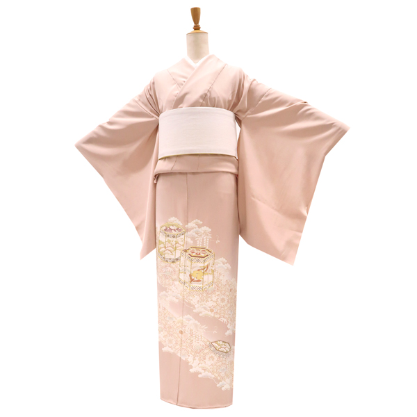 吉澤の友禅 色留袖 正絹 貝桶 鶴 花七宝 松竹梅 サーモンピンク 宍色［218,000円］ 枚目