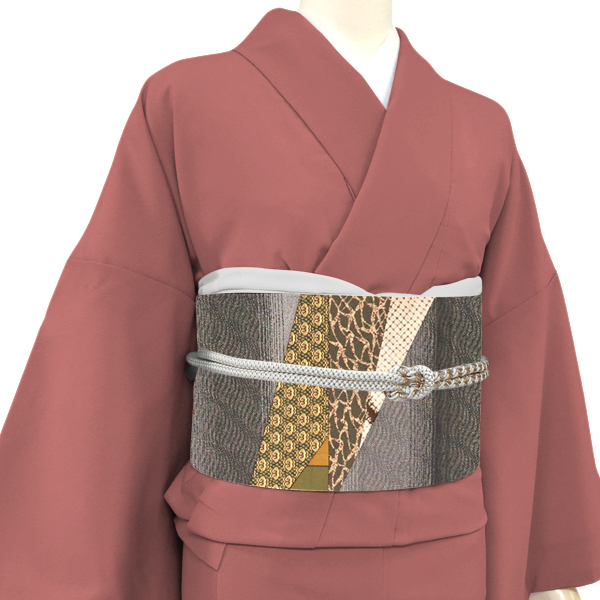 洒落袋帯 正絹 切嵌 横段 山 グレー［28,600円］ 枚目