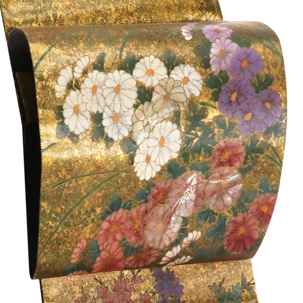 袋帯 西陣織 正絹 箔 螺鈿 菊 エ霞 金［29,700円］ 枚目