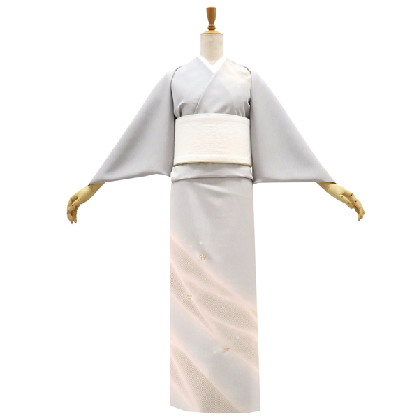 一富司 付下訪問着 京友禅 正絹 流線 匹田 宝尽くし ライトグレー［258,500円］ 枚目