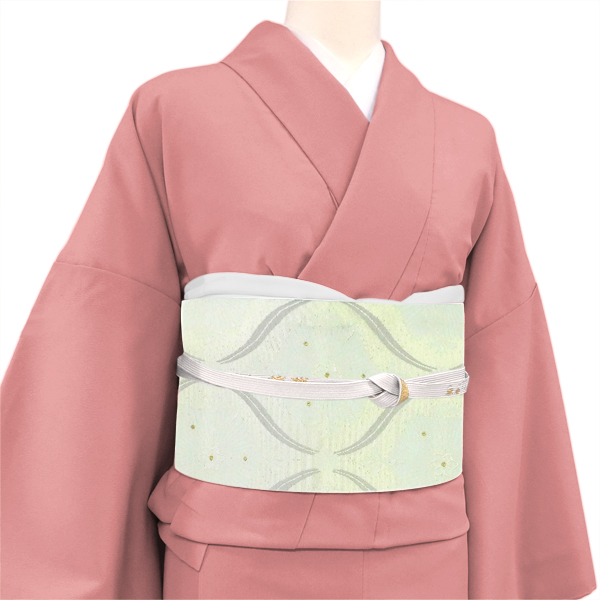 丸勇 袋帯 シルバー×黄緑 礼装用 立枠 正絹 西陣織［38,500円］ 枚目