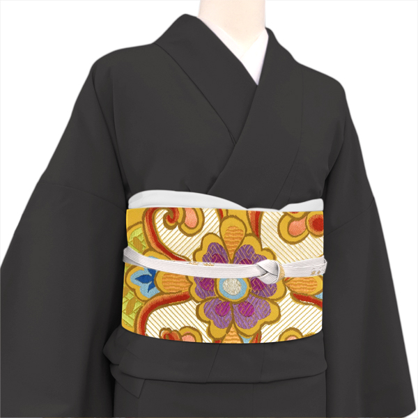 帯屋捨松 袋帯 西陣織 正絹 新大華紋 黄色 からし色［147,400円］ 枚目