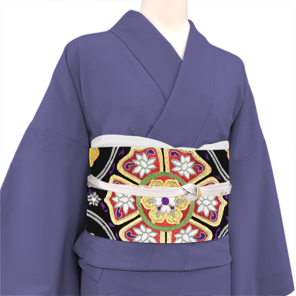 帯屋捨松 袋帯 西陣織 正絹 立枠取華紋 黒［147,400円］ 枚目