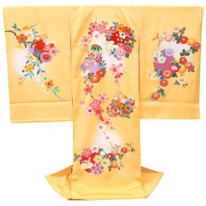 産着 女の子 うさぎ 兎 梅 桜 毬 黄色［93,500円］