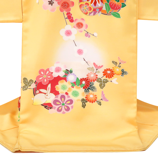産着 女の子 うさぎ 兎 梅 桜 毬 黄色［93,500円］ 枚目