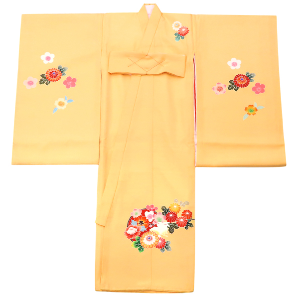 産着 女の子 うさぎ 兎 梅 桜 毬 黄色［93,500円］ 枚目