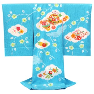産着 女の子 雲取り 絞り 鈴 水色［110,000円］