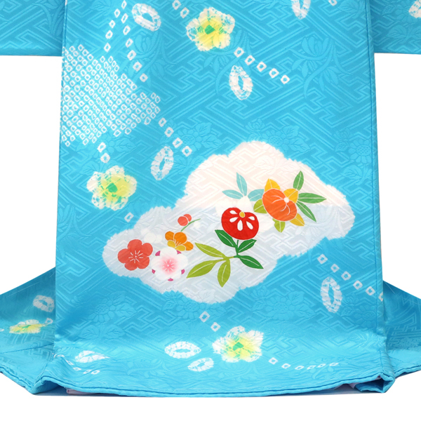 産着 女の子 雲取り 絞り 鈴 水色［110,000円］ 枚目