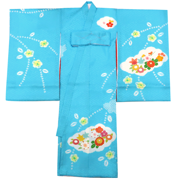 産着 女の子 雲取り 絞り 鈴 水色［110,000円］ 枚目