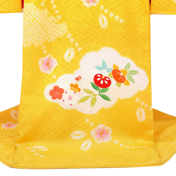 産着 女の子 雲取り 絞り 鈴 黄色［110,000円］ 枚目