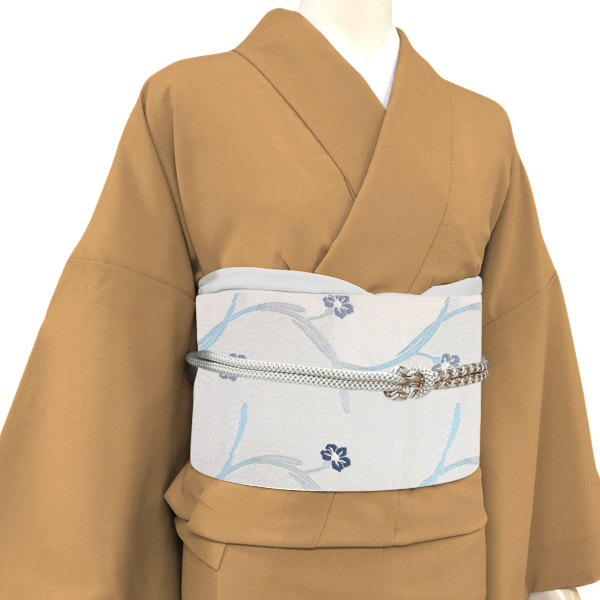 岡文織物 名古屋帯 西陣織 正絹 唐花 唐草 更紗 ライトグレー［31,900円］ 枚目