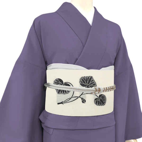 龍美工房 名古屋帯 西陣織 正絹 猫柄 葵 更紗 白［41,800円］ 枚目