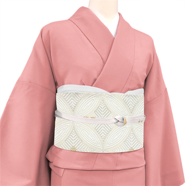 唐織袋帯 河合美術織物 西陣織 七宝 白×シルバー 絹［129,800円］ 枚目