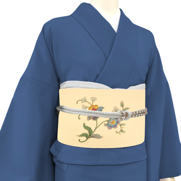 岡重 名古屋帯 正絹 染め帯 唐花 唐草 更紗 ベージュ［57,200円］ 枚目