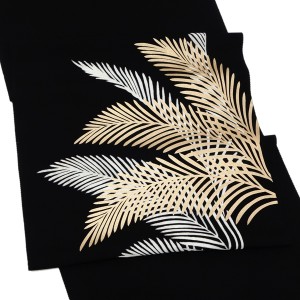 一富司 名古屋帯 京友禅 葉柄 黒［176,000円］