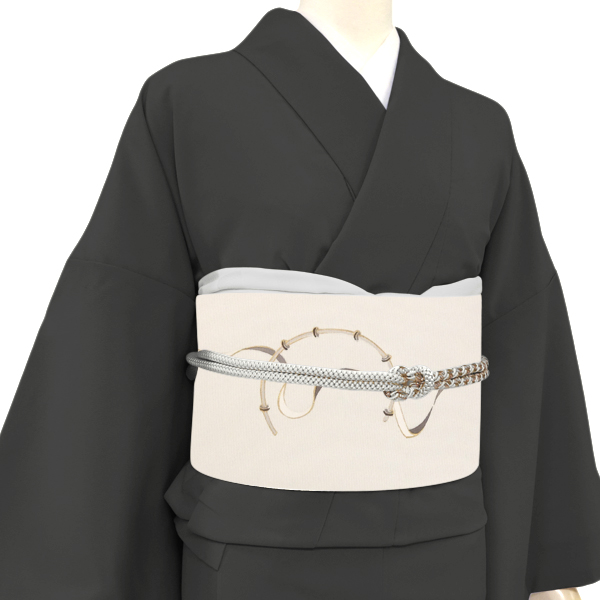 一富司 名古屋帯 京友禅 風神雷神 ライトグレー 白鼠色［176,000円］ 枚目