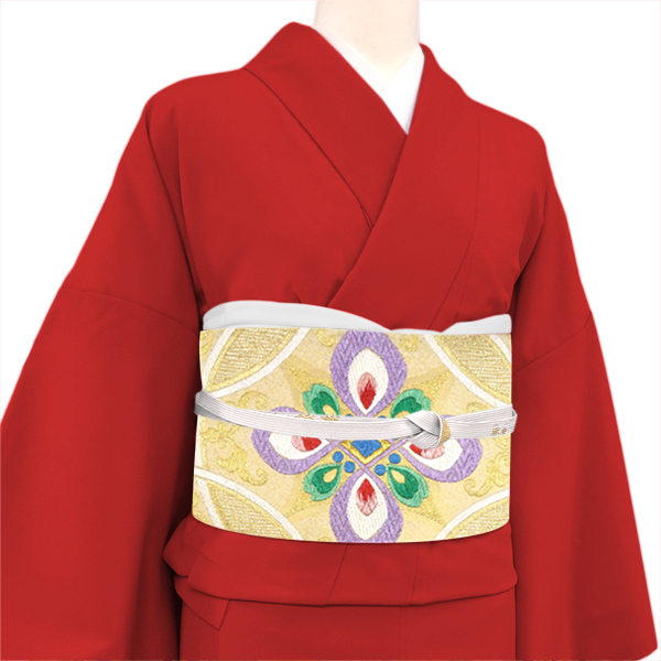 高島織物 振袖用袋帯 西陣織 金色 成人式 絹 古典柄 花菱七宝［198,000円］ 枚目