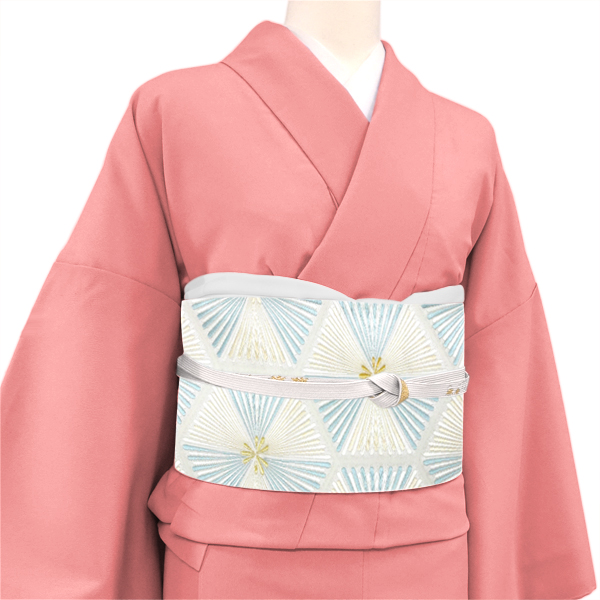河合美術織物 袋帯 西陣織 正絹 亀甲松文 シルバー 白［176,000円］ 枚目